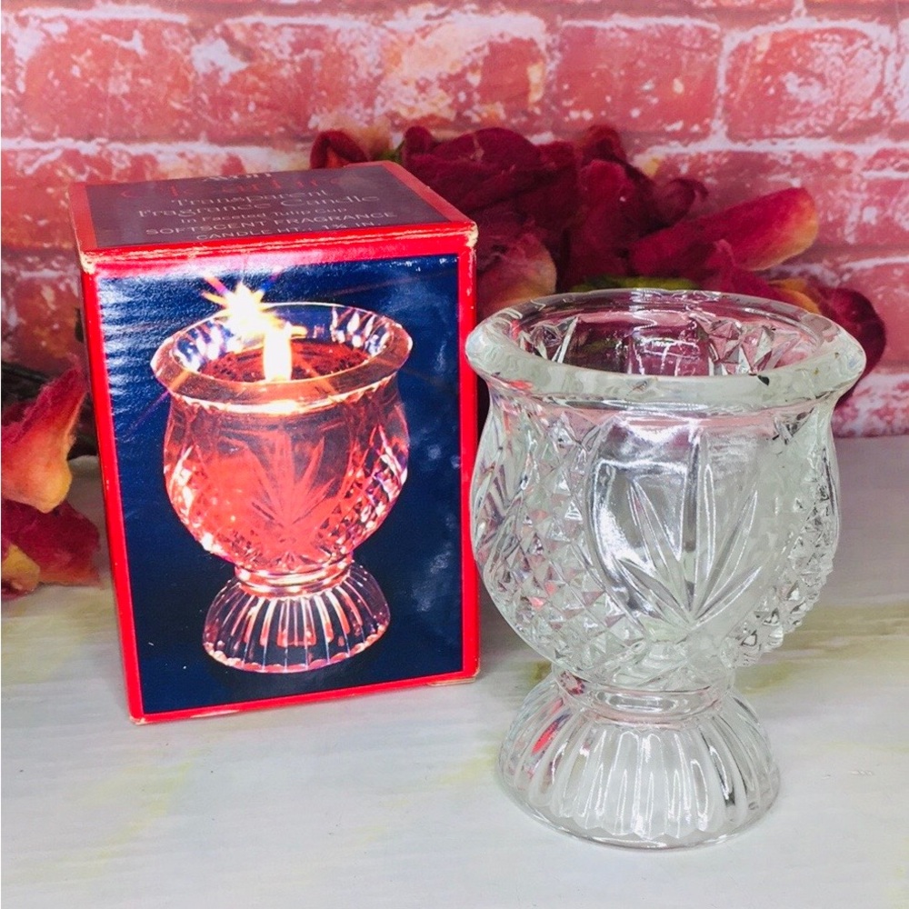 Vintage Avon Clearfire Pressed Glass Pedestal Candle Holder